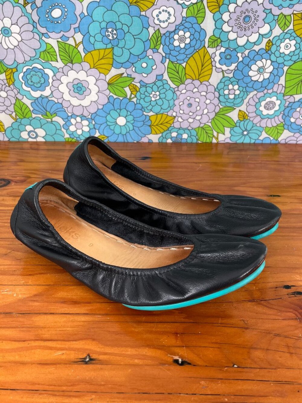 Tieks Matt Black Leather Ballet Flats Size:9
